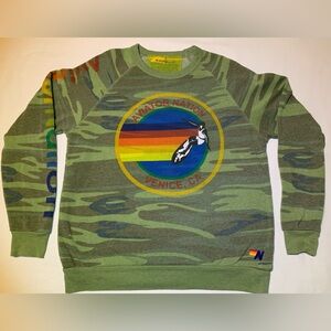 Aviator Nation Green and Red Crewneck Sweater